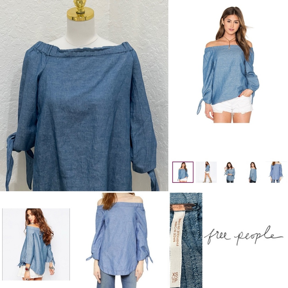Free People Blue Off-Shoulder Top